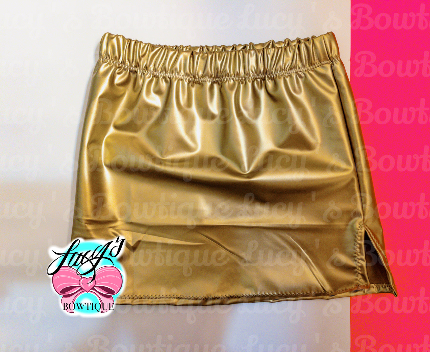 Gold plather mini skirt
